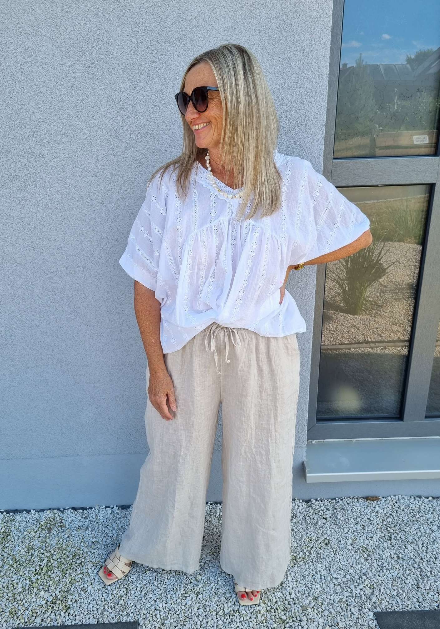 BLUSE TIANA WEISS 34-42 Made in Italy Oversize Tunika Shirt BLUSE TIANA WEISS 34-42 Made in Italy Oversize Tunika Shirt