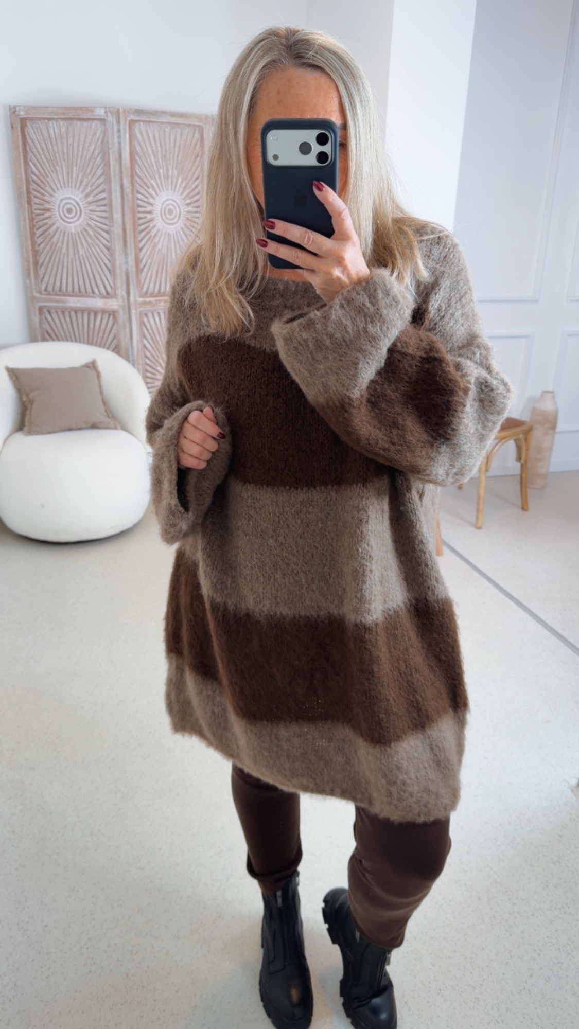 COZY KNIT SWEATER CIAM STRIPES LANG / OVERSIZE 34 - 46 Strick Pullover, Strick-Kleid Made in Italy