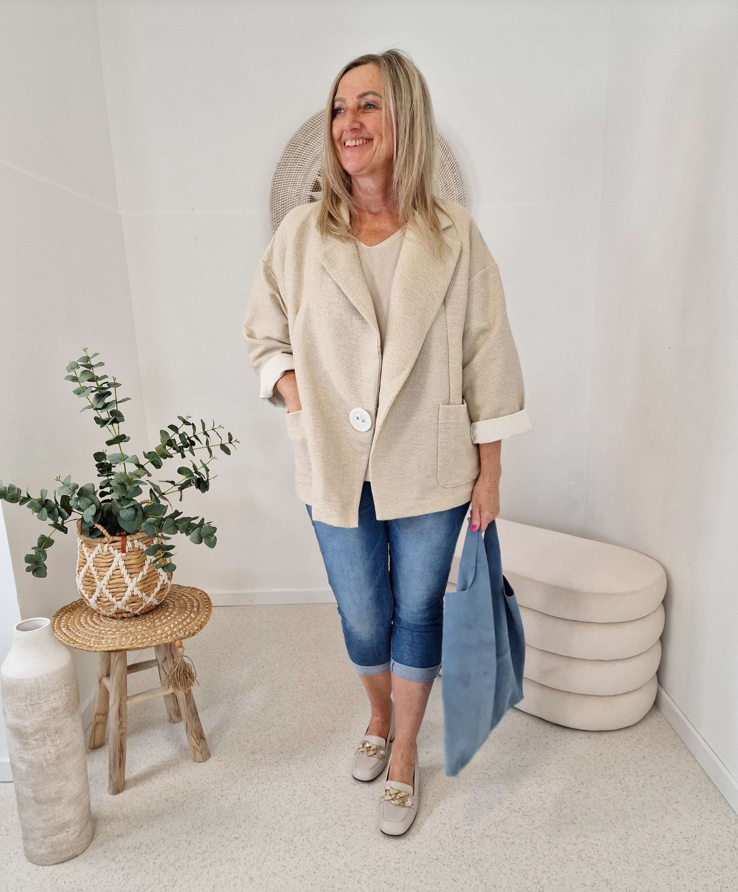 BLAZER RENE BEIGE 34-42/44 Made in Italy Oversize Anzug Jacke BLAZER RENE BEIGE 34-42/44 Made in Italy Oversize Anzug Jacke