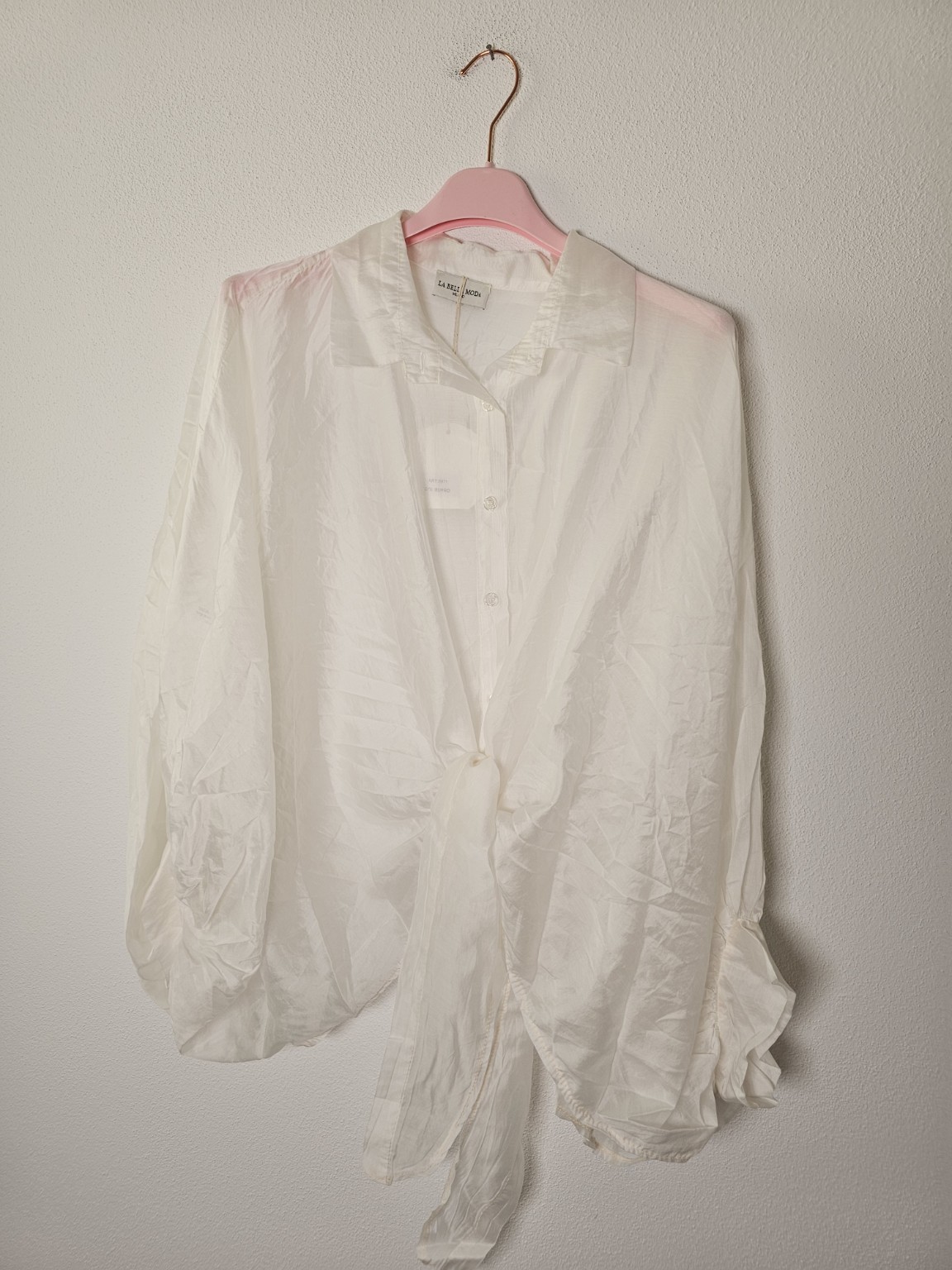 Exklusive Seidenbluse Nerea Uni leicht transparent zum Binden 34-42/44