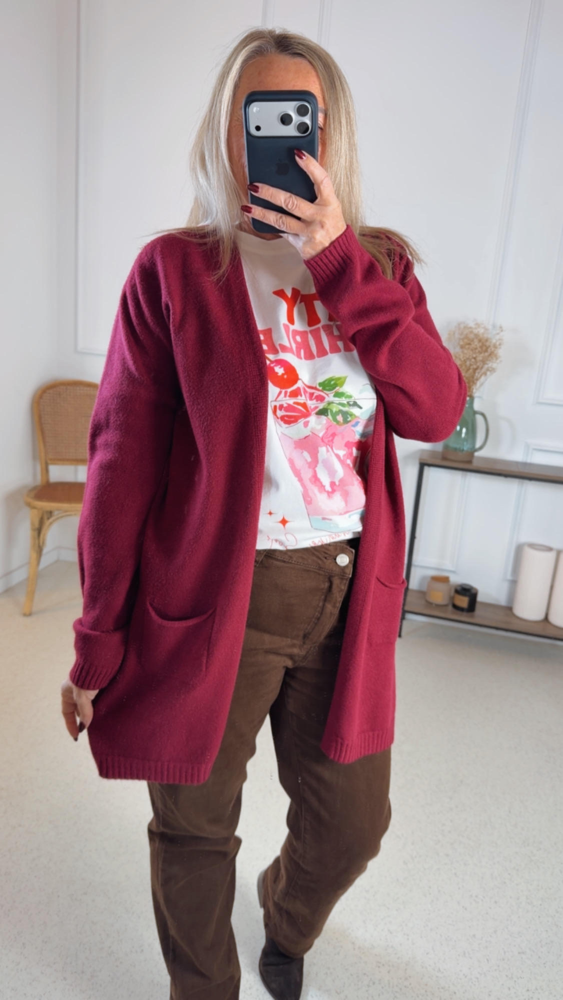 VISKOSE-STRICK JACKE ANNALENA MIDI 34-42 Made in Italy