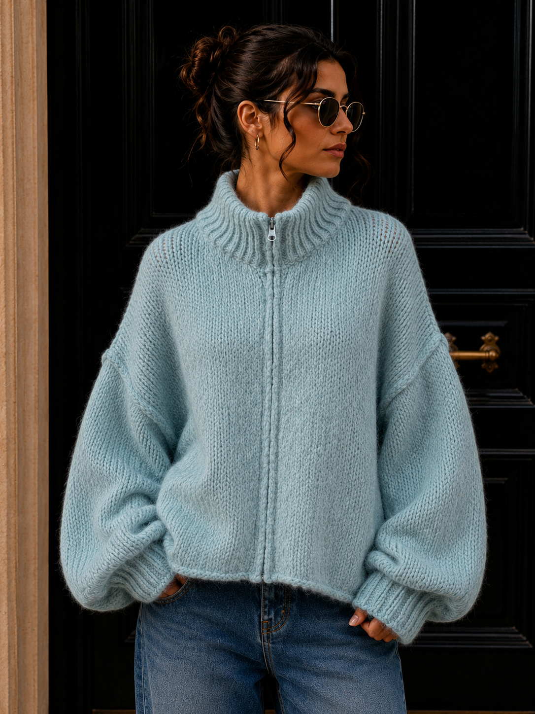 Strickjacke mit Reißverschluss I SJ0043 I Made in Italy 34-46