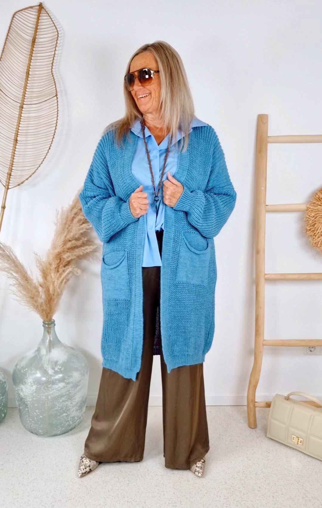 KNIT CARDIGAN RONJA BLAU 34-42 Made in Italy Strickjacke Strickmantel Mantel KNIT CARDIGAN RONJA BLAU 34-42 Made in Italy Strickjacke Strickmantel Mantel