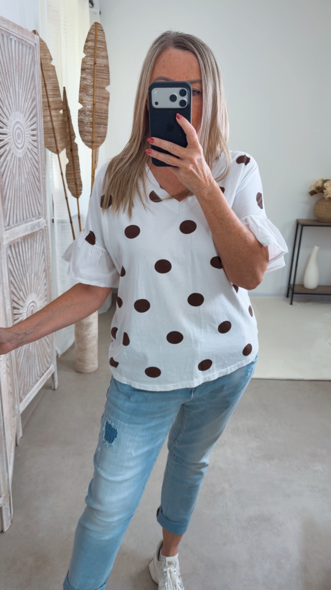 Polka Dots-Shirt „Bellagio“ – Made in Italy 🌸 Größe 34 bis 40/42
