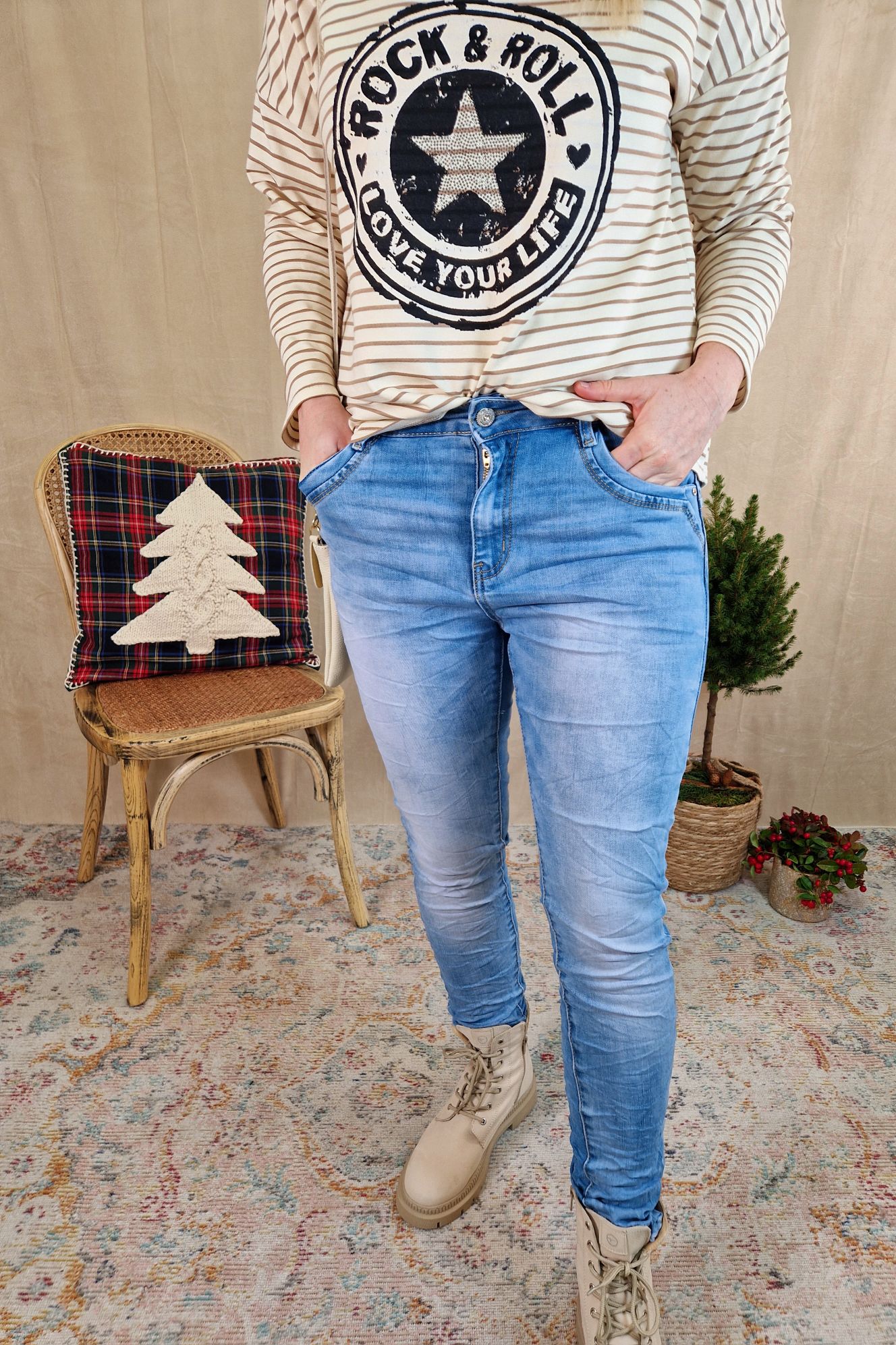 BASIC JEANS AGNES LIGHT BLUE - VARIANTENARTIKEL Denim Hose Skinny WASHED OUT OPTIK 