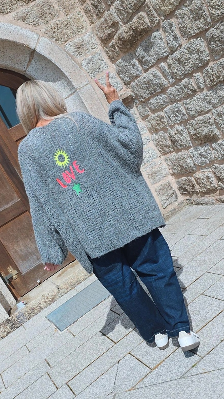 OFFENER GROBSTRICK-CARDIGAN PIPPA OVERSIZE 34-48 Made in Italy