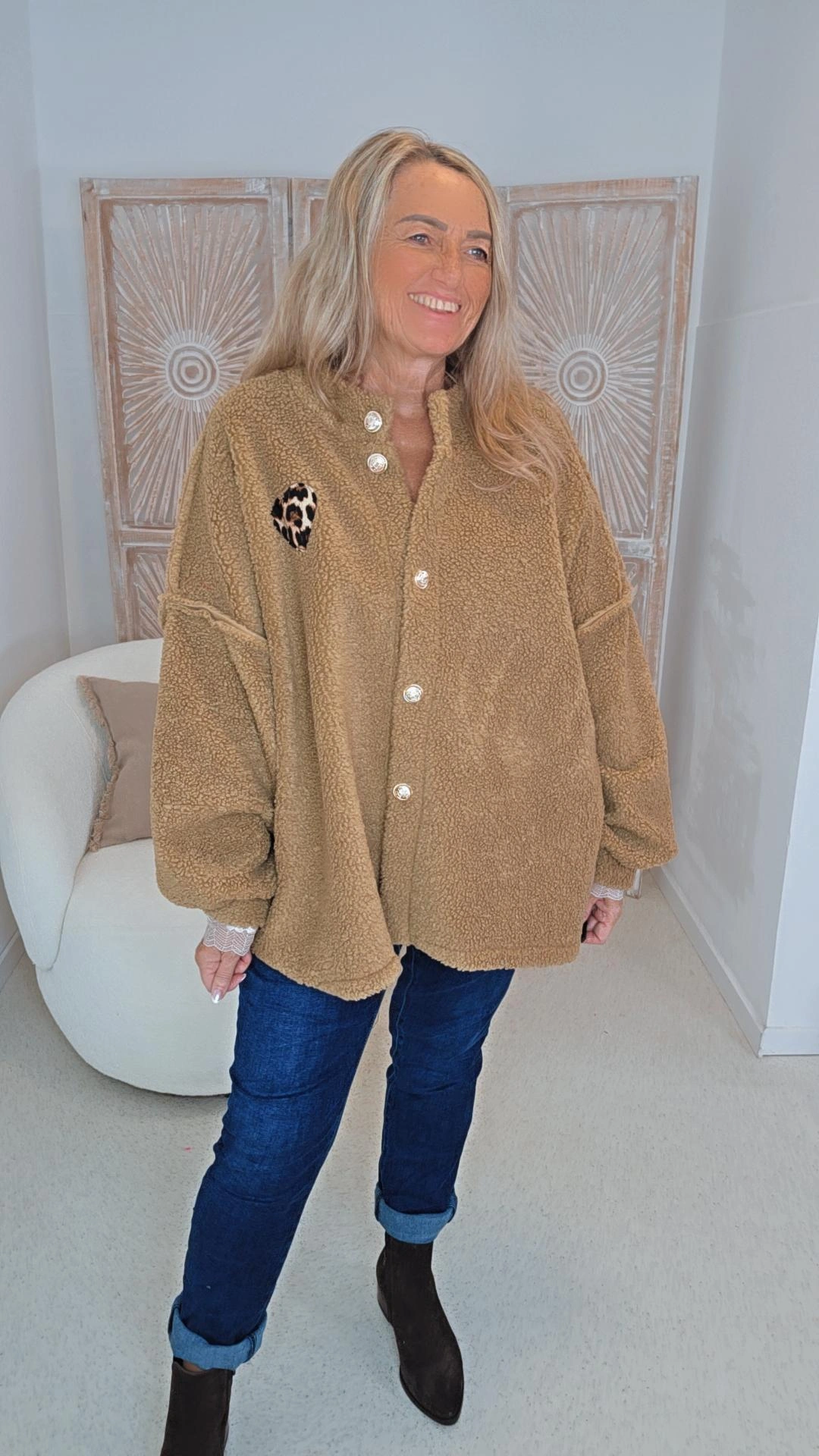 OVERSIZE TEDDY JACKE JANNIKA LEO HEART Made in Italy 36-44/46