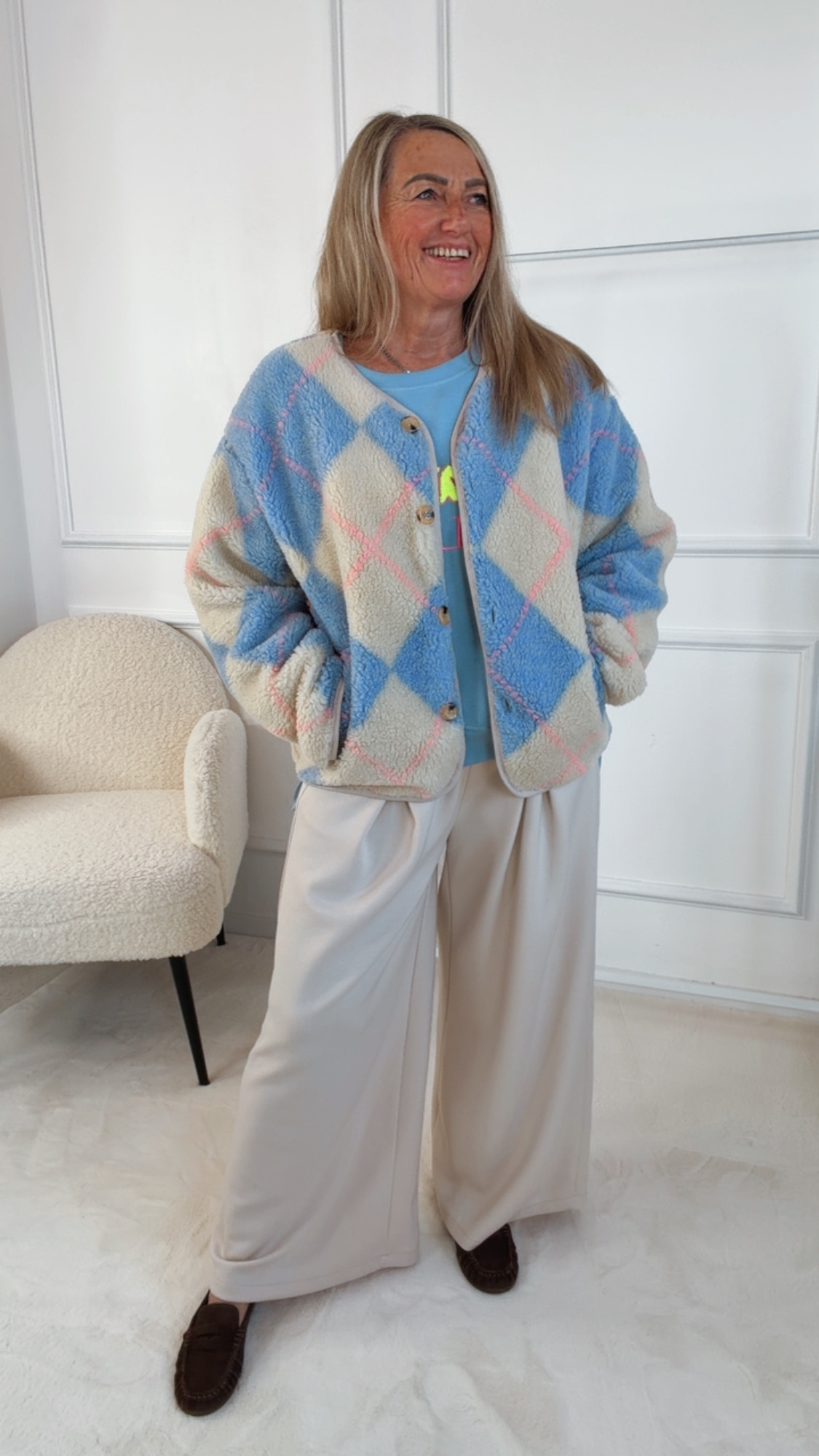 TEDDYJACKE NANNA RAUTENMUSTER 36 - 42 Made in Italy