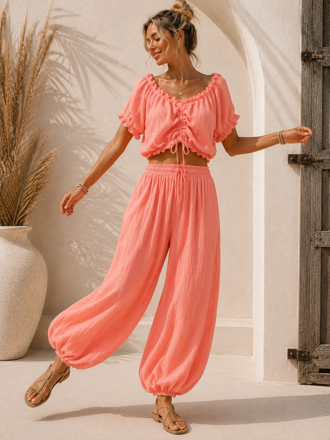 Bluse Cropped Musselin Savanna UNI Made in Italy 34-40/42
