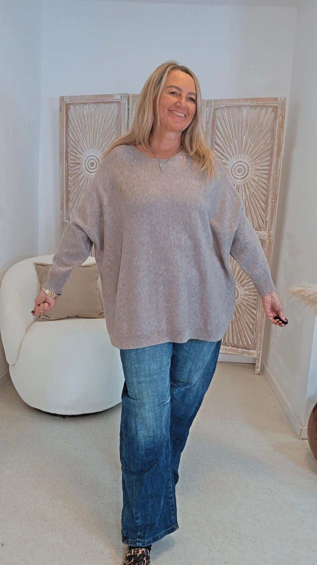 MAXI-PULLOVER LEVI unifarben 34-44/46 Made in Italy Viskose