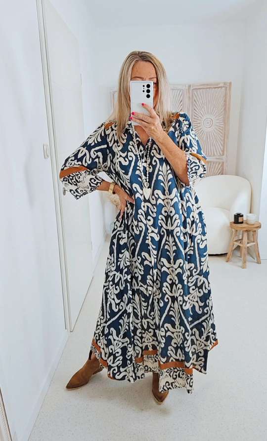 BLUSEN KLEID LOUIE 34-42 Made in Italy langes Maxi Kleid BLUSEN KLEID LOUIE 34-42 Made in Italy langes Maxi Kleid