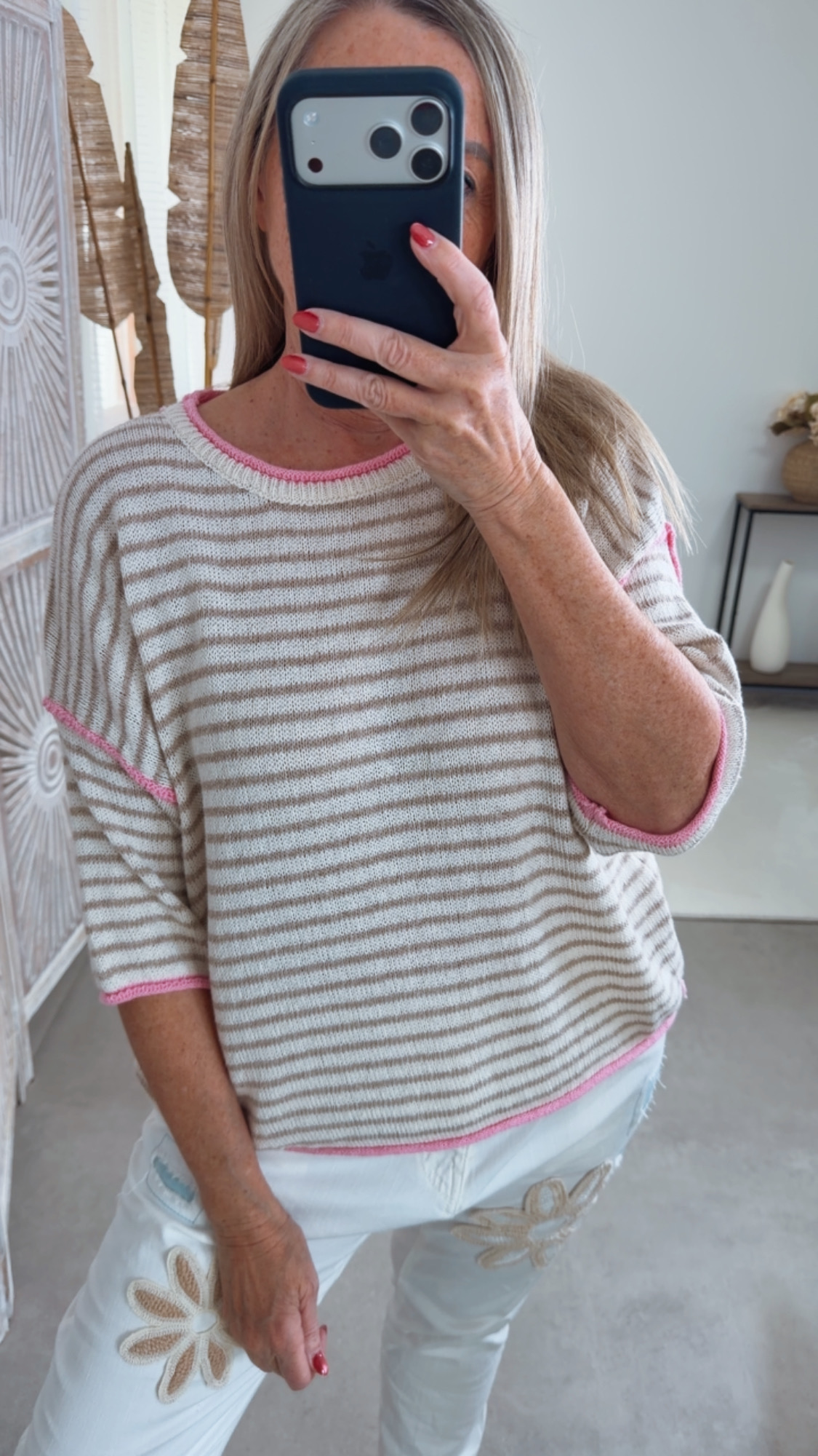 Strickshirt Salo Stripes Made in Italy 34-42 Kurzarm Pullover
