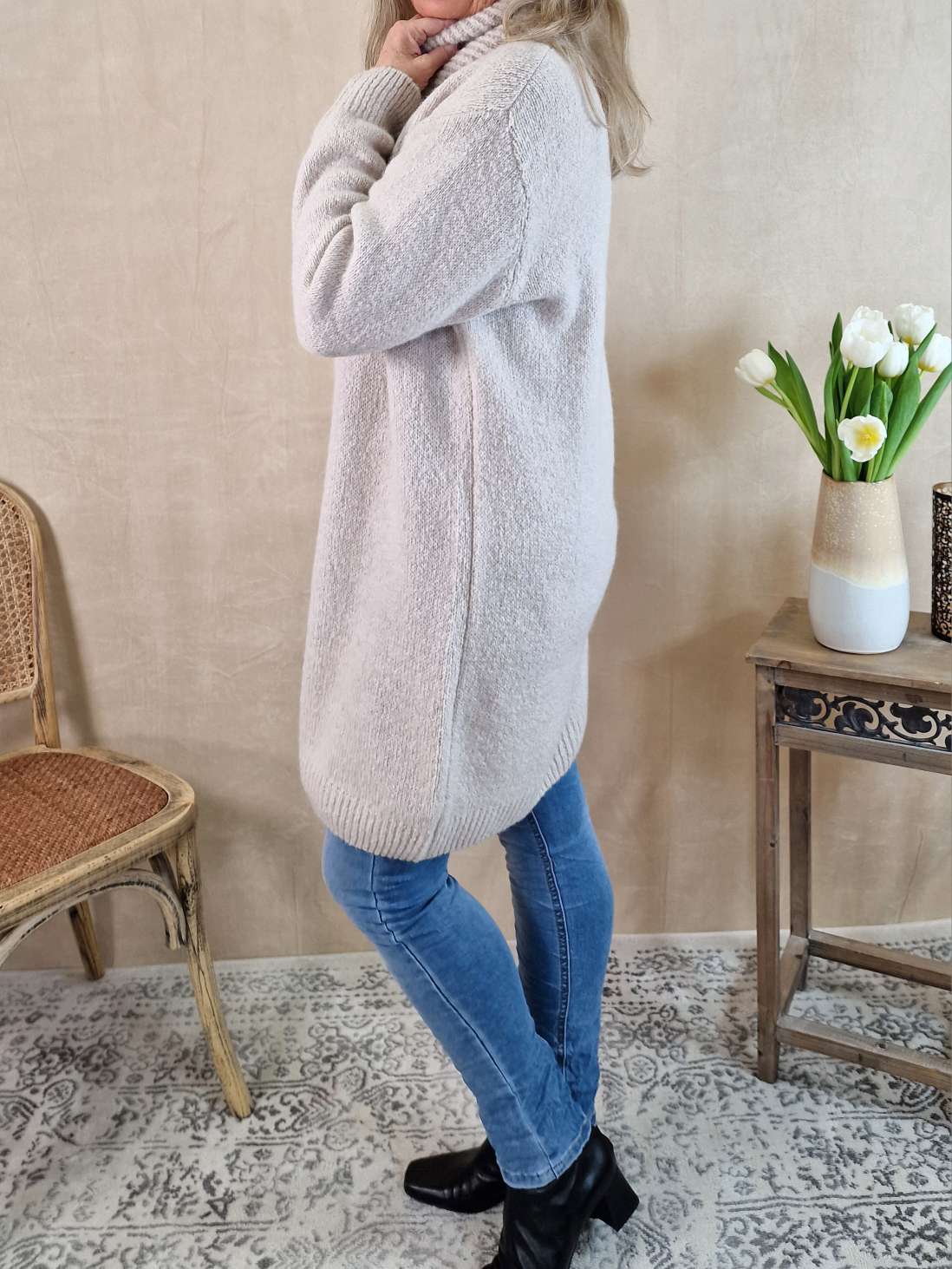 KNIT DRESS BALTIMORE SAND 34-42 Strickkleid Kleid Rollkragen Made in Italy KNIT DRESS BALTIMORE SAND 34-42 Strickkleid Kleid Rollkragen Made in Italy