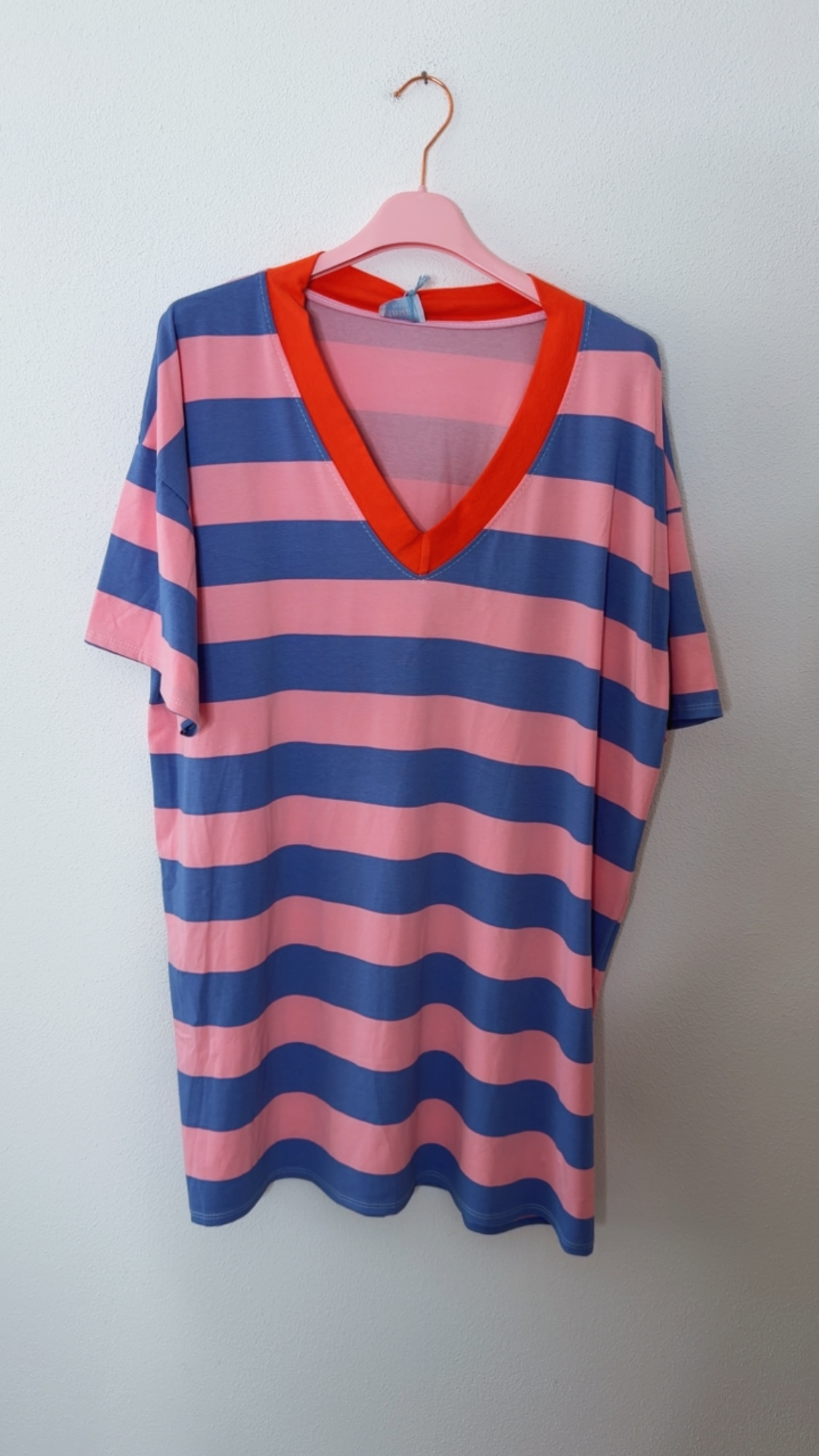 Beach-T-Shirt-Kleid „Pula“ – Streifen-Look 🌴 Made in Italy • Größe 34 bis 44