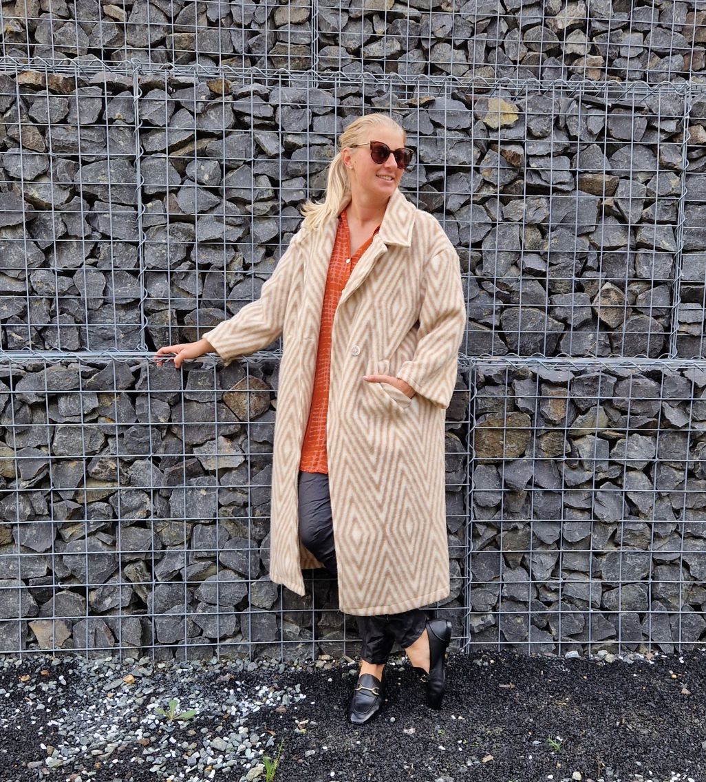WOLL MANTEL MERLE STRIPES BEIGE 36-42 Made in Italy Winter Jacke Fleece Mantel COAT WOLL MANTEL MERLE STRIPES BEIGE 36-42 Made in Italy Winter Jacke Fleece Mantel COAT