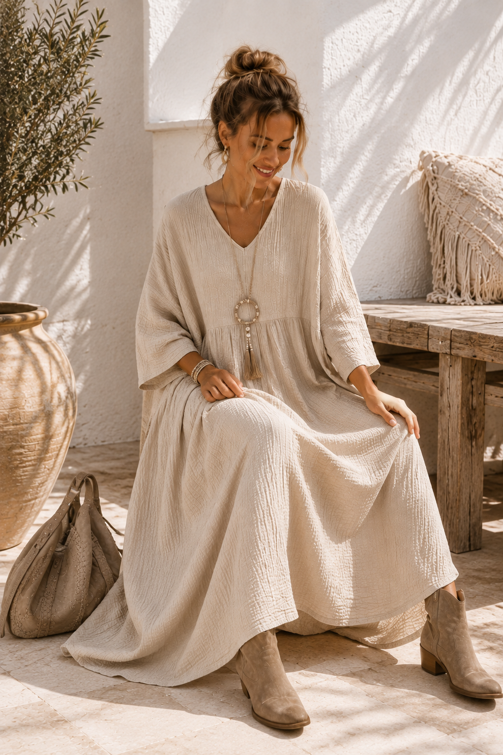 Musselin Kleid „Mombasa Uni“ – Made in Italy | 100 % Baumwolle | bis Gr. 44