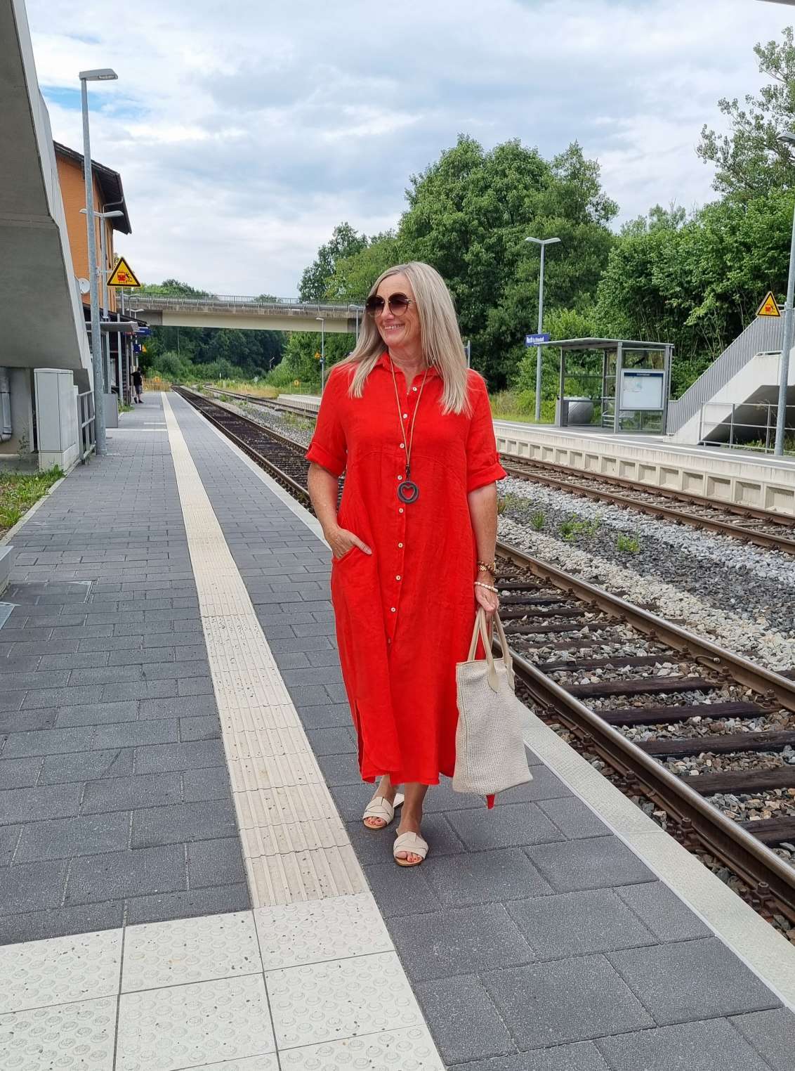 LINEN DESS WILMA KORALLE 34-42 Made in Italy Leinen Kleid Long Bluse Mantel LINEN DESS WILMA KORALLE 34-42 Made in Italy Leinen Kleid Long Bluse Mantel