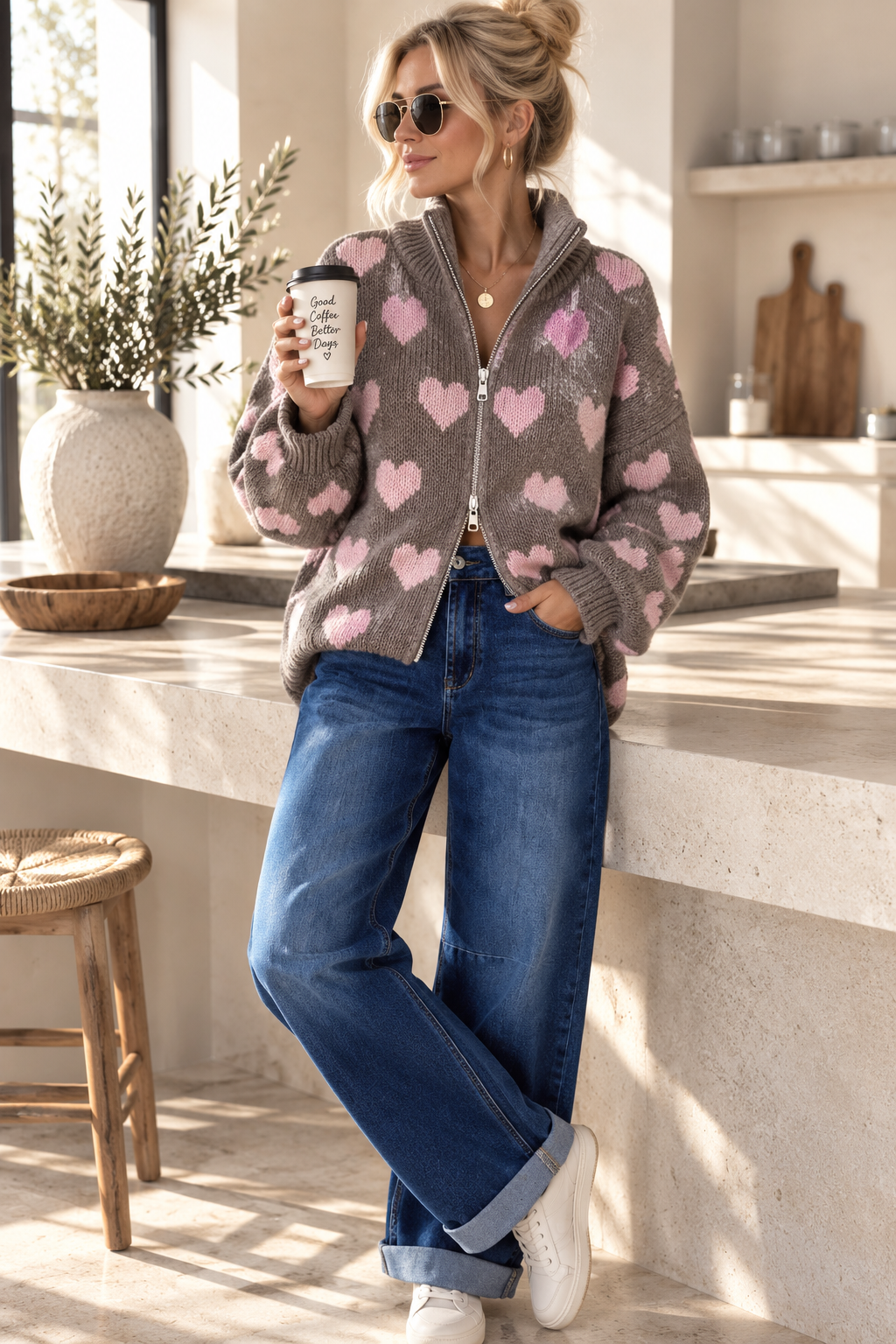 Strickjacke „Herz / Heart“ – ST0081 | Made in Italy 34-44 Strickjacke