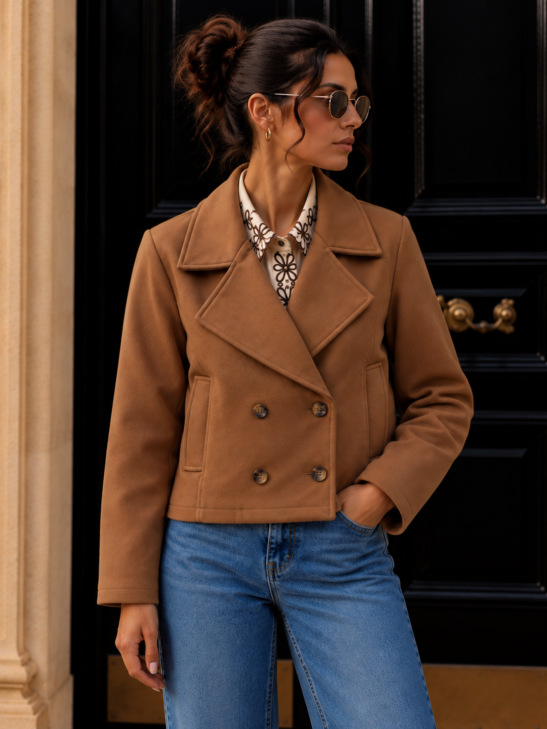 Jacke Veloursleder-Optik CAMEL I J0041 I Made in Italy 34-42