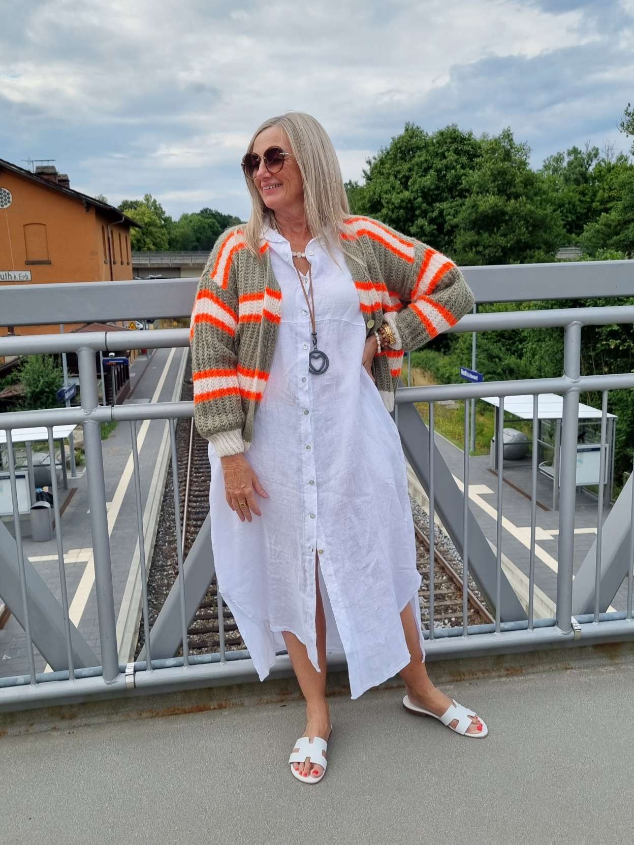LINEN DESS WILMA WEISS 34-42 Made in Italy Leinen Kleid Long Bluse Mantel LINEN DESS WILMA WEISS 34-42 Made in Italy Leinen Kleid Long Bluse Mantel