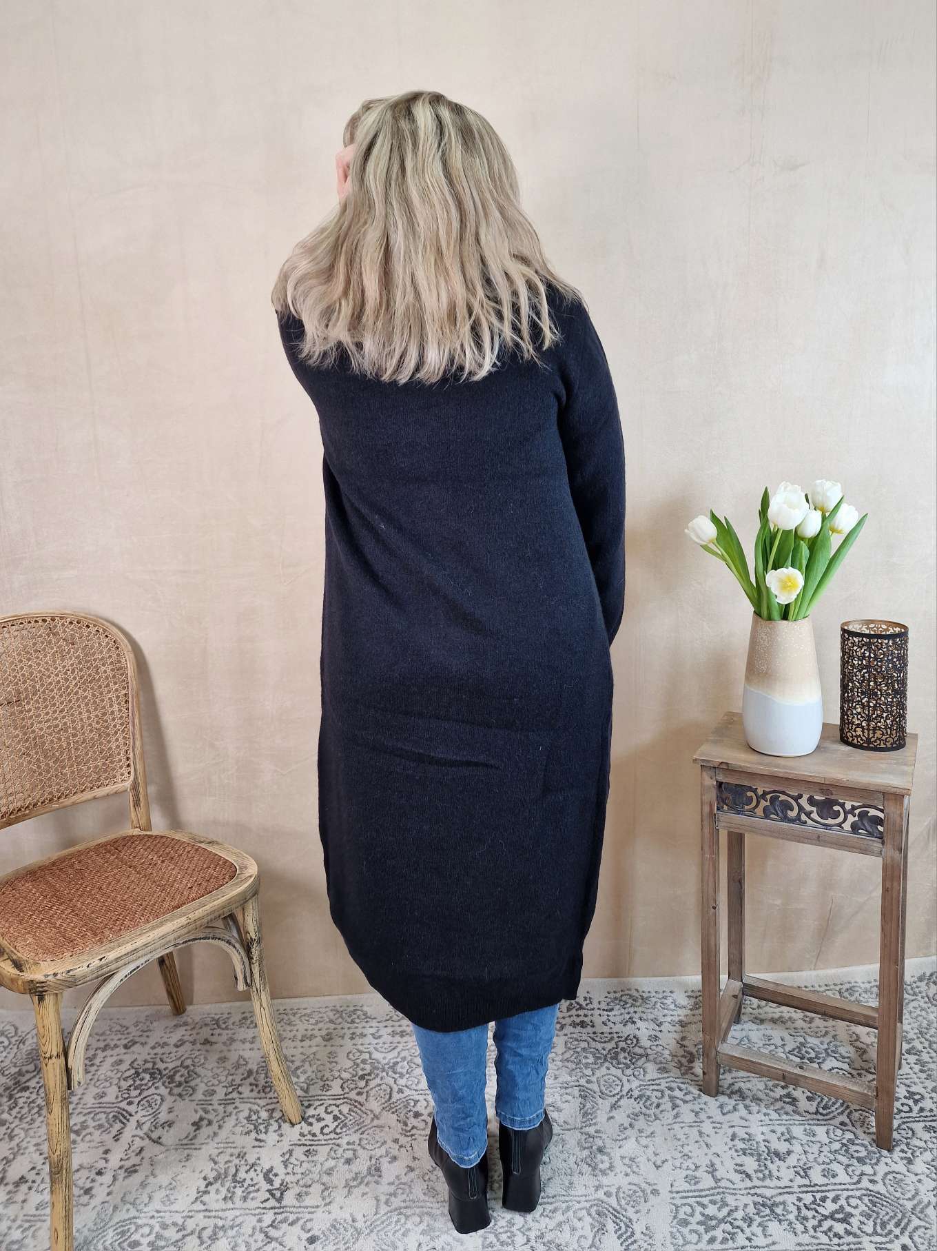 LUXURY KNIT COAT MIRINA SCHWARZ 34-42 Strickmantel Mantel Cardigen Italy Kollektion LUXURY KNIT COAT MIRINA SCHWARZ 34-42 Strickmantel Mantel Cardigen Italy Kollektion
