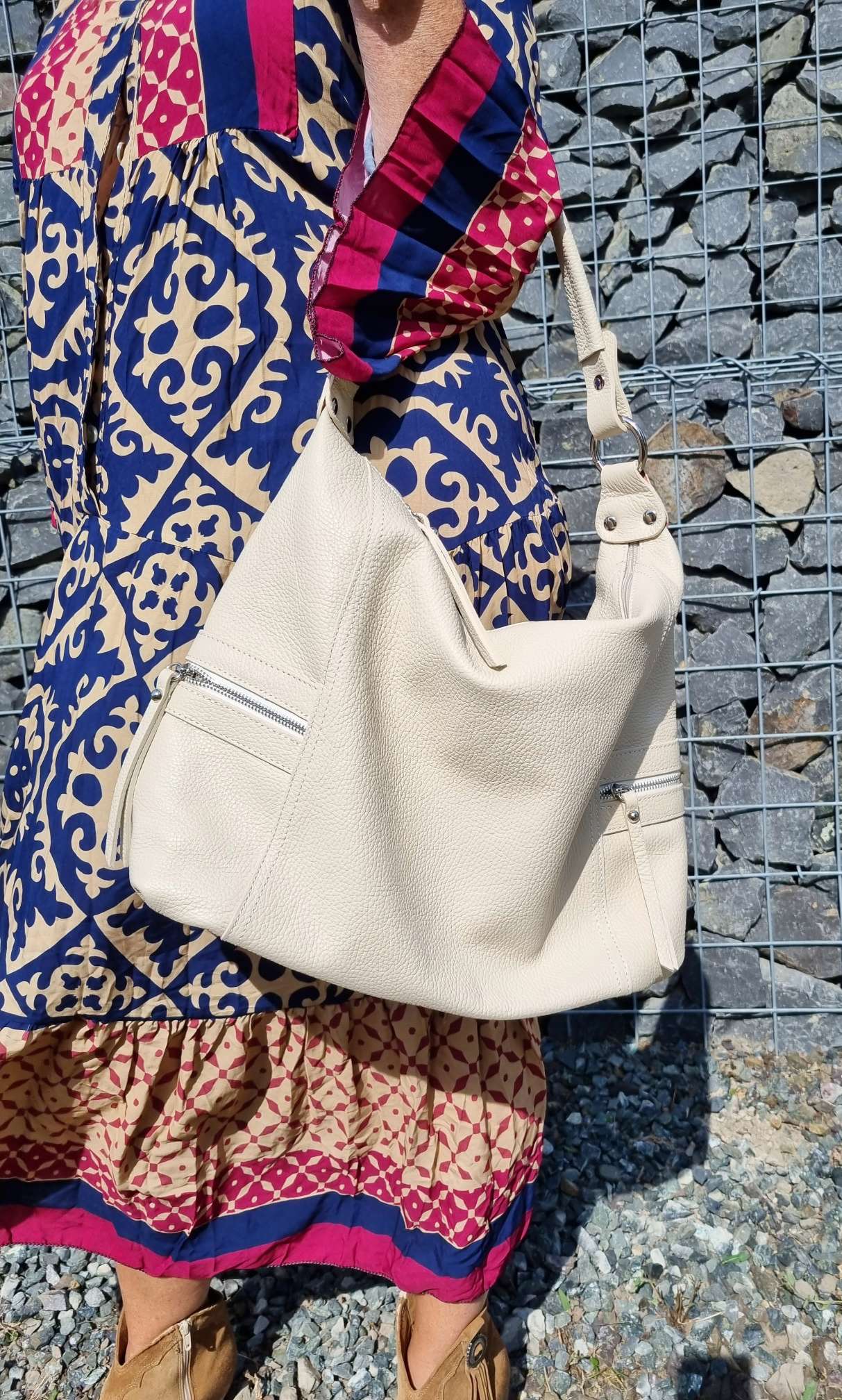 Edler LEDER SHOPPER ORNELA CREME Echt Ledertasche Shoppingbag Made in Italy Edler LEDER SHOPPER ORNELA CREME Echt Ledertasche Shoppingbag Made in Italy