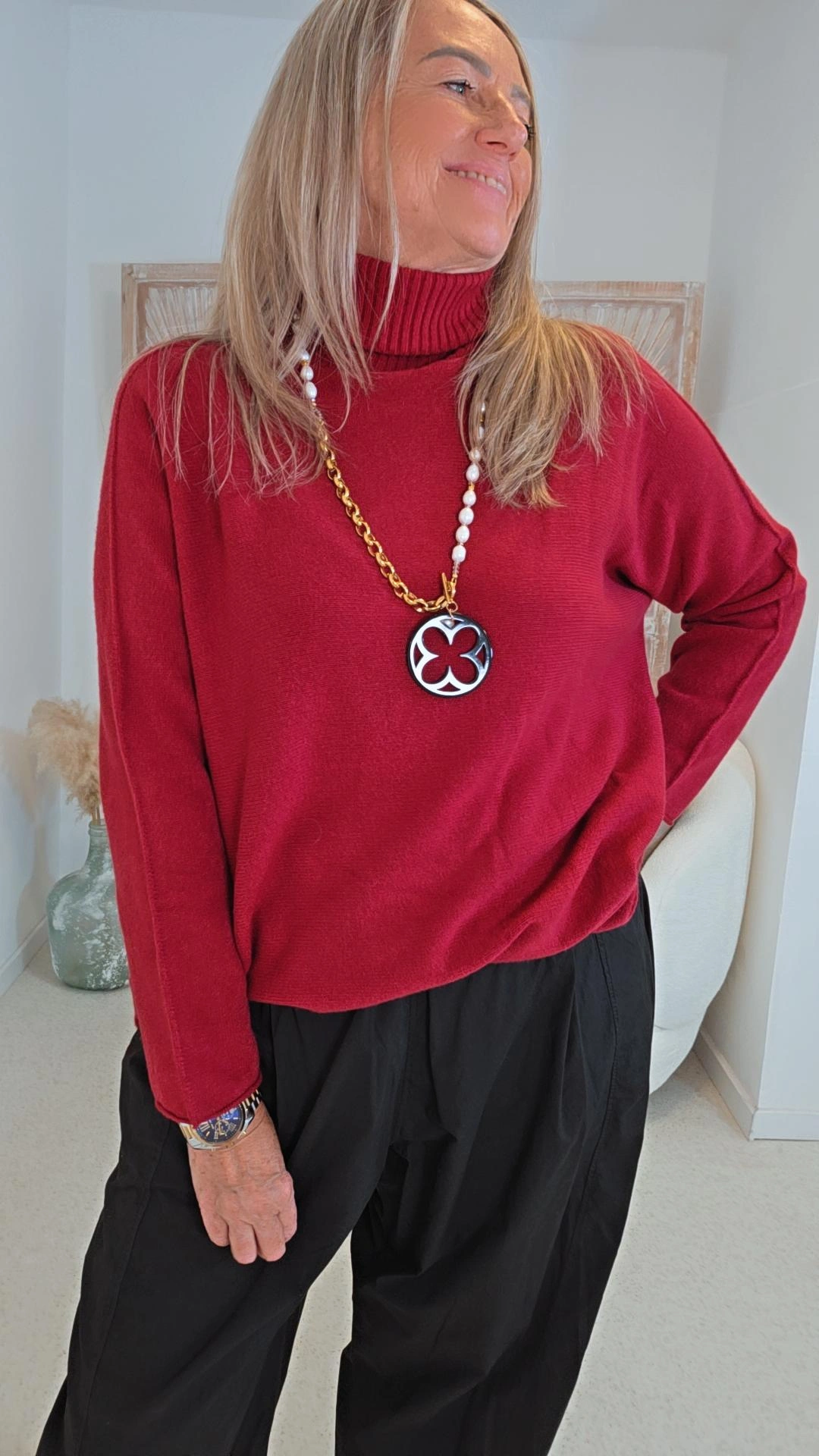 OVERSIZE KNIT SWEATER BRITTA Rollkragen Made in Italy 34-42/44
