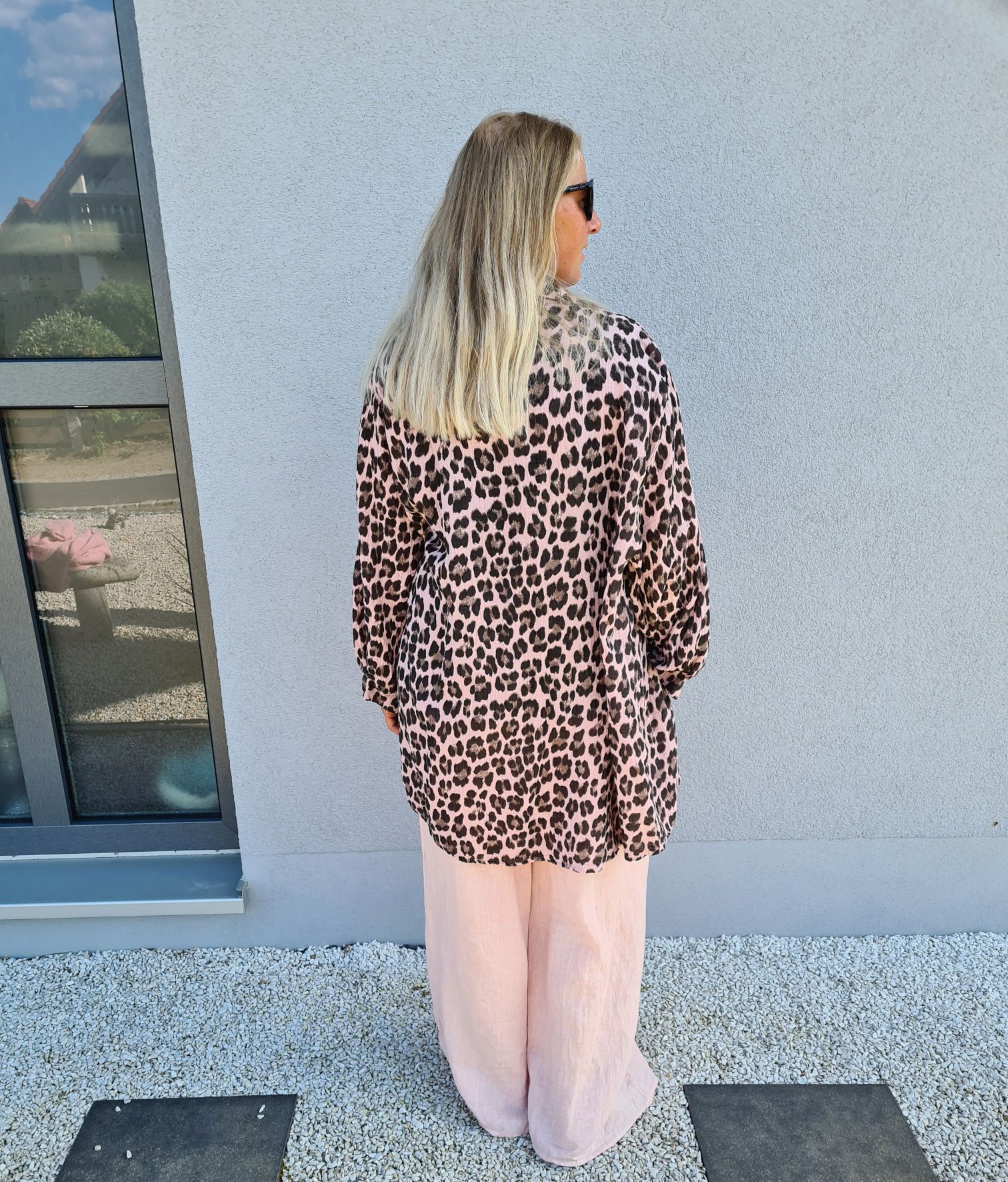 MUSSELIN OVERSIZE BLUSE SKYROS LEO ROSA 34-42 Made in Italy Longbluse Kleid Tunika Shirt Blusenjacke MUSSELIN OVERSIZE BLUSE SKYROS LEO ROSA 34-42 Made in Italy Longbluse Kleid Tunika Shirt Blusenjacke