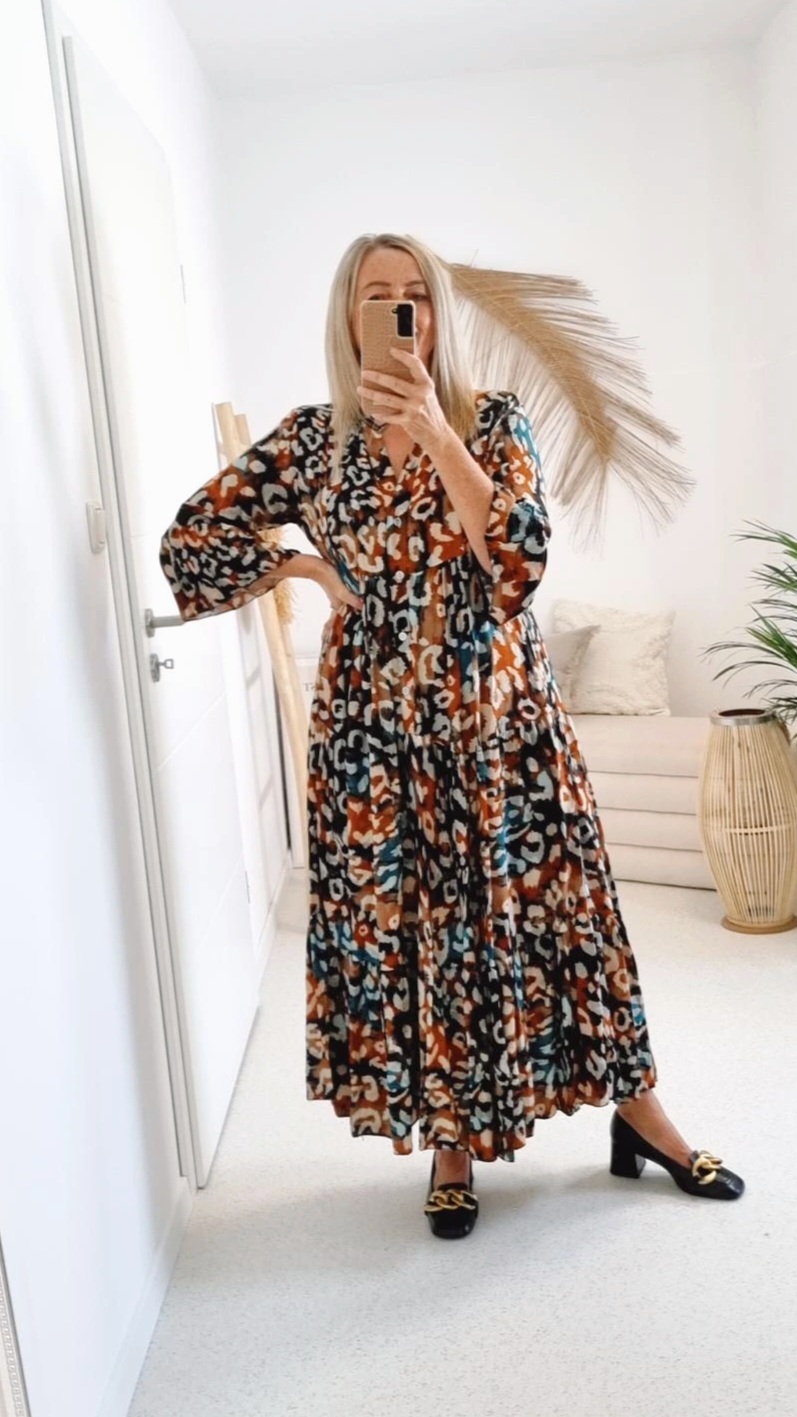 MAXI TUNIKA DRESS SAFARI PETROL 34-42 Made in Italy langes Kleid Hängerchen Tunikakleid MAXI TUNIKA DRESS SAFARI PETROL 34-42 Made in Italy langes Kleid Hängerchen Tunikakleid