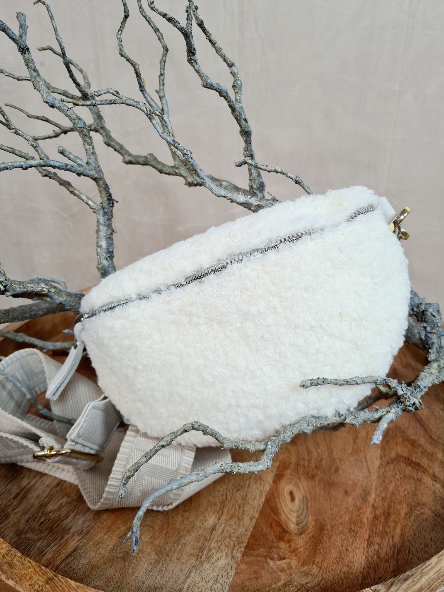 BAUCHTASCHE TEDDY S AURI CREME Umhängetasche mit Leder Made in Italy BAUCHTASCHE TEDDY S AURI CREME Umhängetasche mit Leder Made in Italy