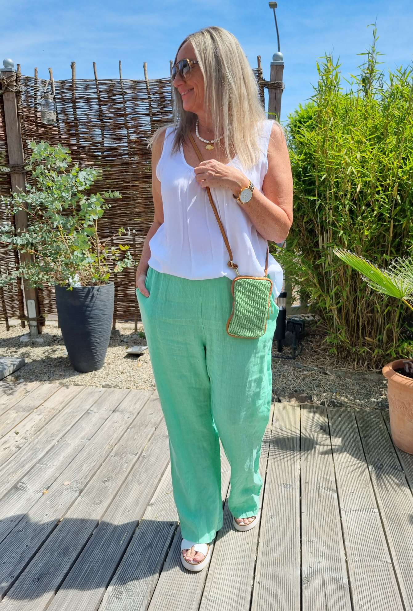 LINEN JOGPANT ALMA GRÜN 34-42 Made in Italy Leinen Hose PANT Sommerhose LINEN JOGPANT ALMA GRÜN 34-42 Made in Italy Leinen Hose PANT Sommerhose