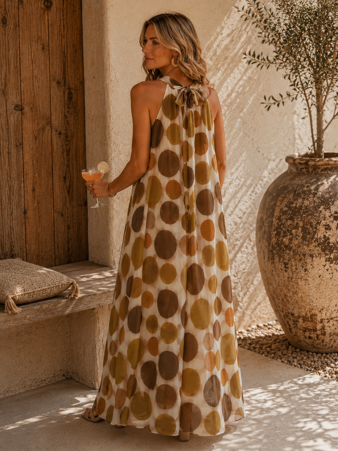 Polka Dots Kleid Zakynthos – Made in Italy | Passend bis zu einer guten Größe 42