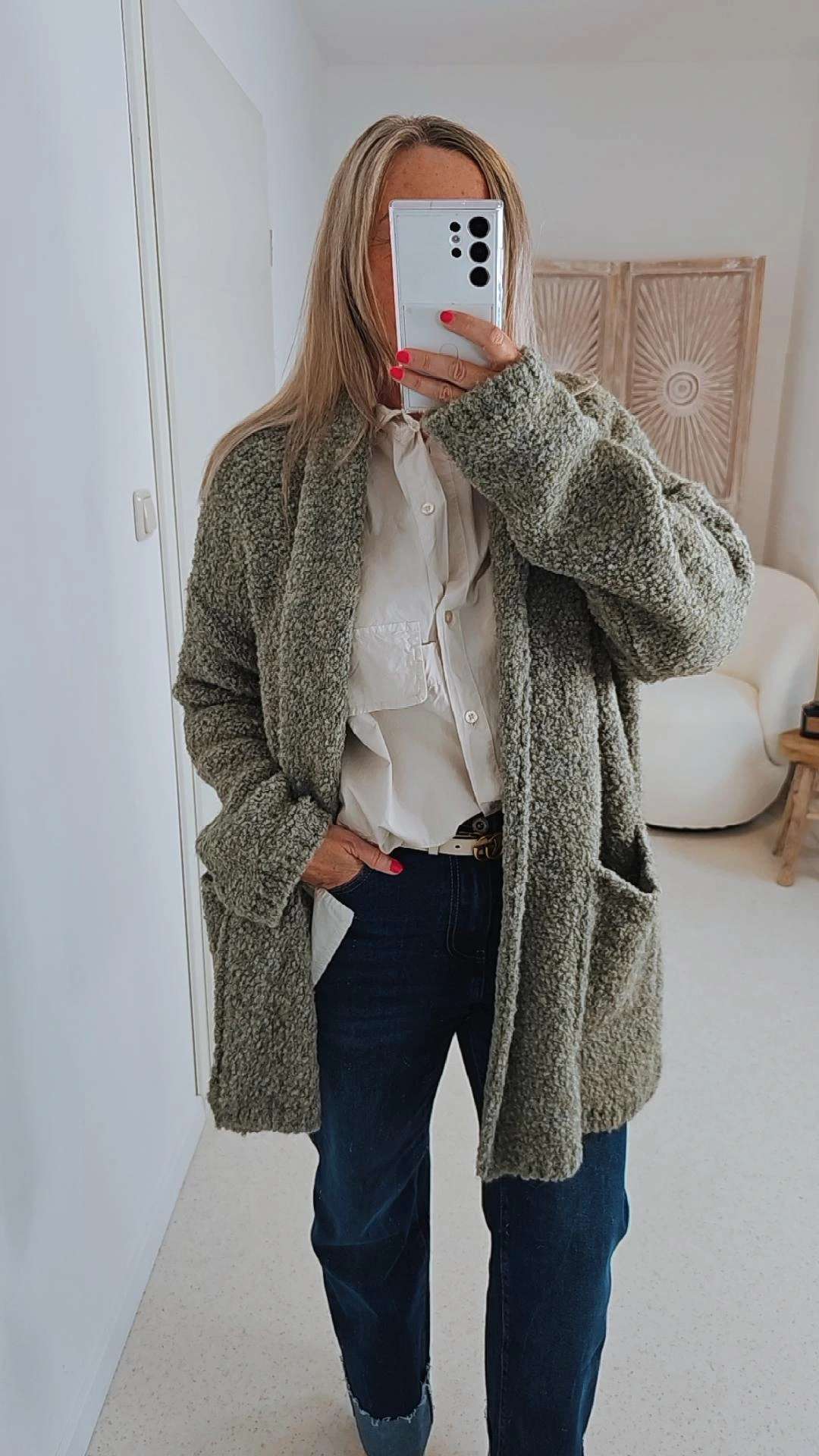 BOUCLE KNIT CARDIGAN MIRIAM SHORT 34-42 Made in Italy kurze Strick Jacke Oversize BOUCLE KNIT CARDIGAN MIRIAM SHORT 34-42 Made in Italy kurze Strick Jacke Oversize