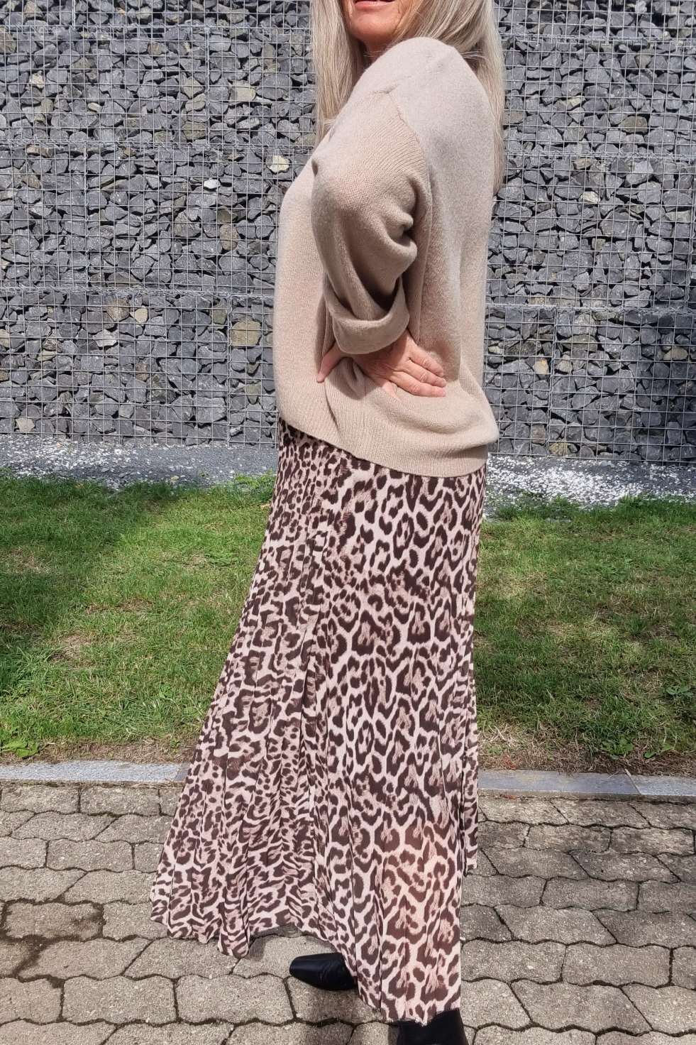 PLISSEE SKIRT SARABI LEO CREME Midi Rock Made in Italy 34-40 PLISSEE SKIRT SARABI LEO CREME Midi Rock Made in Italy 34-40