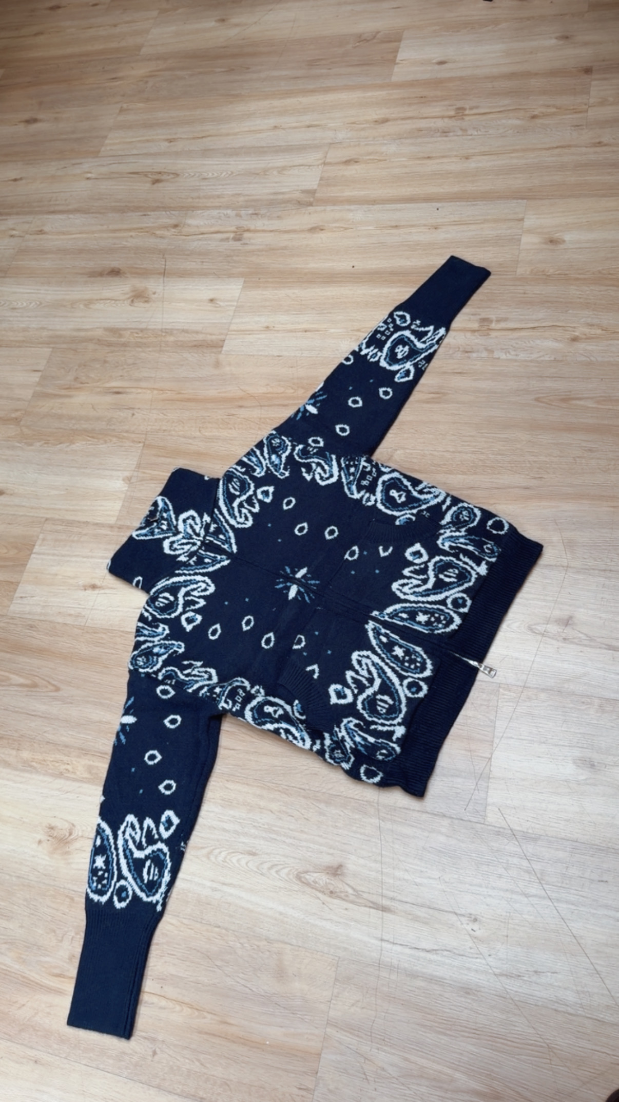 Zipper-Strickjacke mit Paisley-Muster SJ0165 I Made in Italy 34-40/42