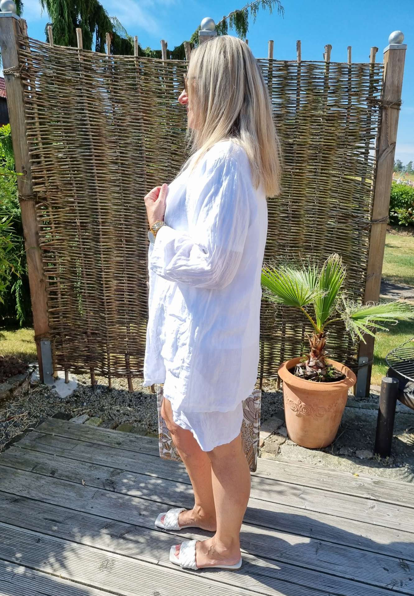 OVERSIZE LINEN BASIC BLAZER RIVA WEISS - Made in Italy Jacke Sakko Jacket LEINEN OVERSIZE LINEN BASIC BLAZER RIVA WEISS - Made in Italy Jacke Sakko Jacket LEINEN