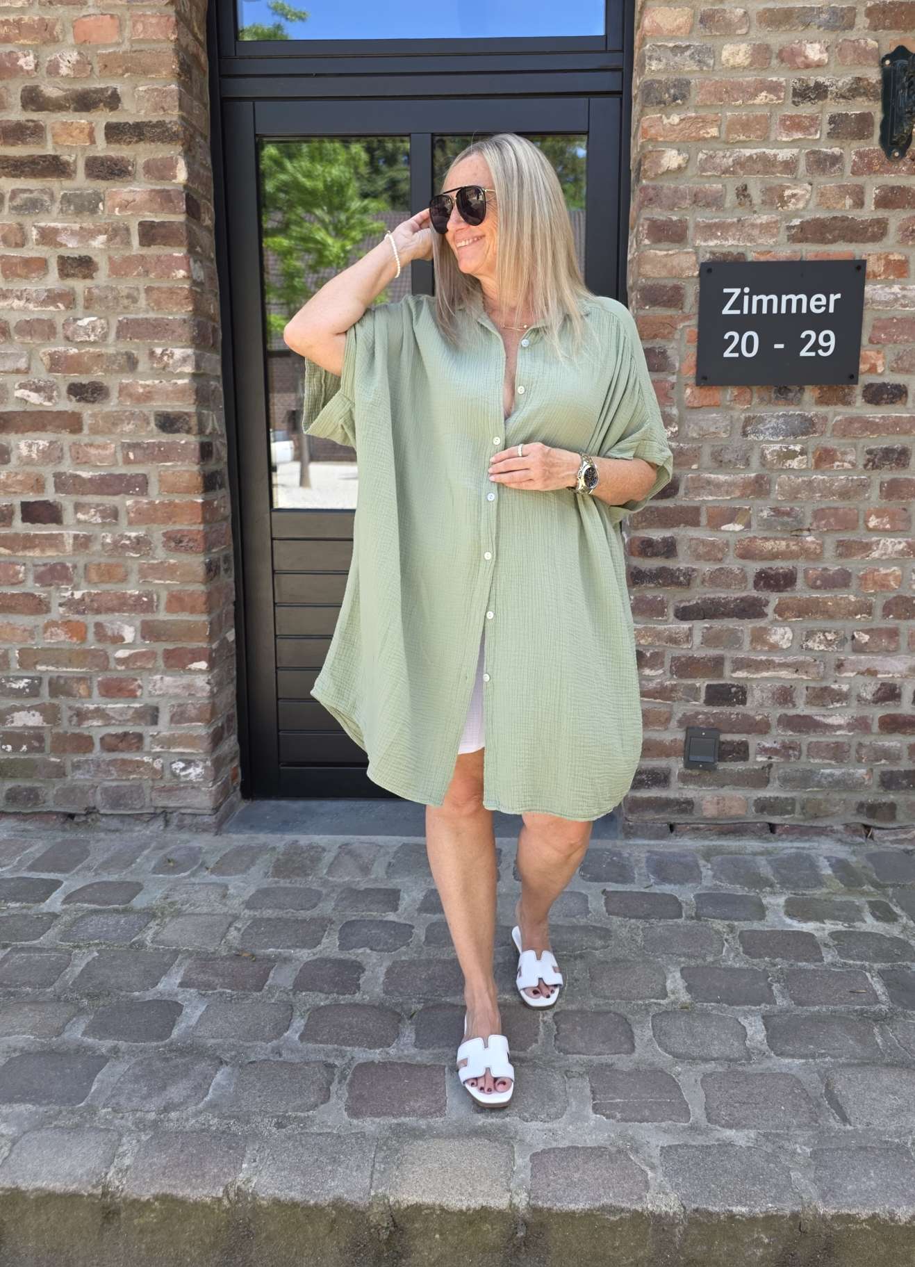 OVERSIZE MUSSELIN BLUSE SA COMA UNI MIDDI Made in Italy 34-46/48