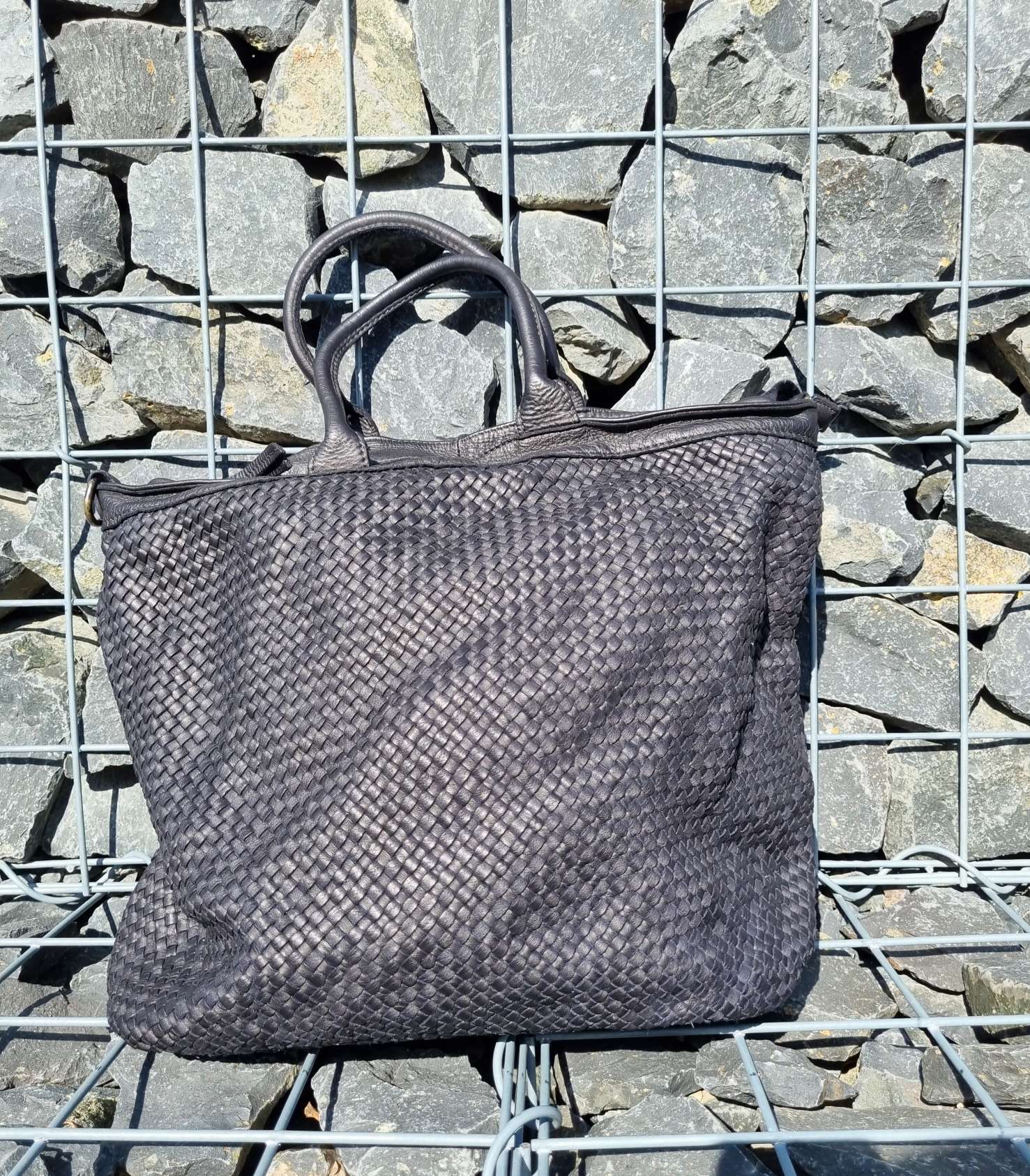 BIG LEDER SHOPPER BELISA SCHWARZ FEIN gewaschenes Leder Tasche geflochten Made in Italy Ledertasche BIG LEDER SHOPPER BELISA SCHWARZ FEIN gewaschenes Leder Tasche geflochten Made in Italy Ledertasche