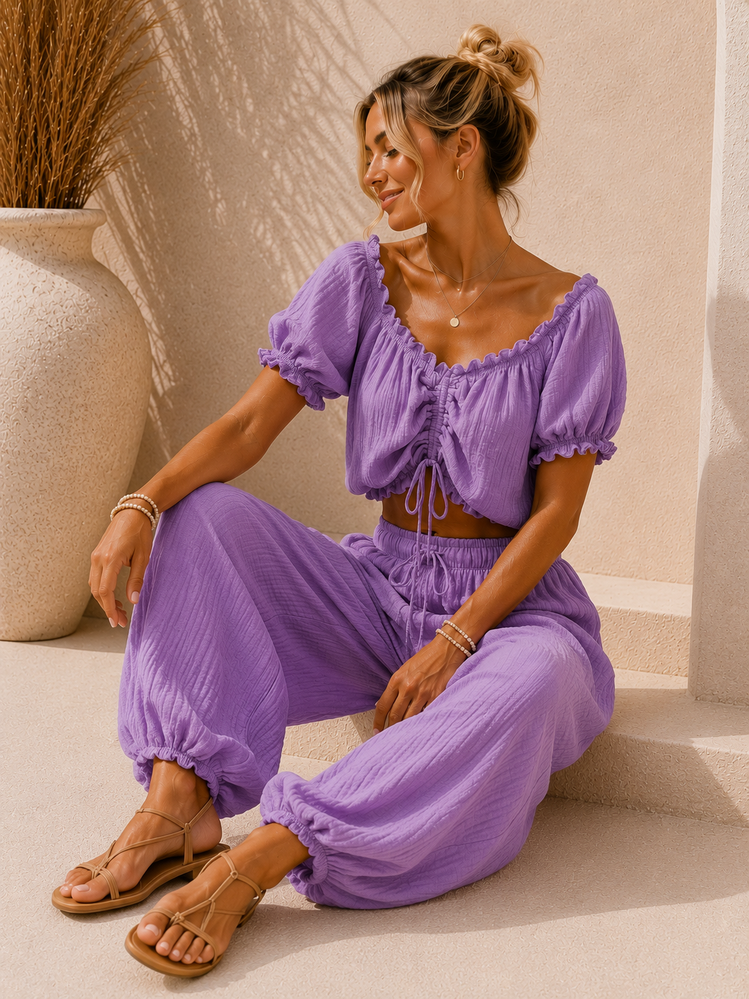 Bluse Cropped Musselin Savanna UNI Made in Italy 34-40/42