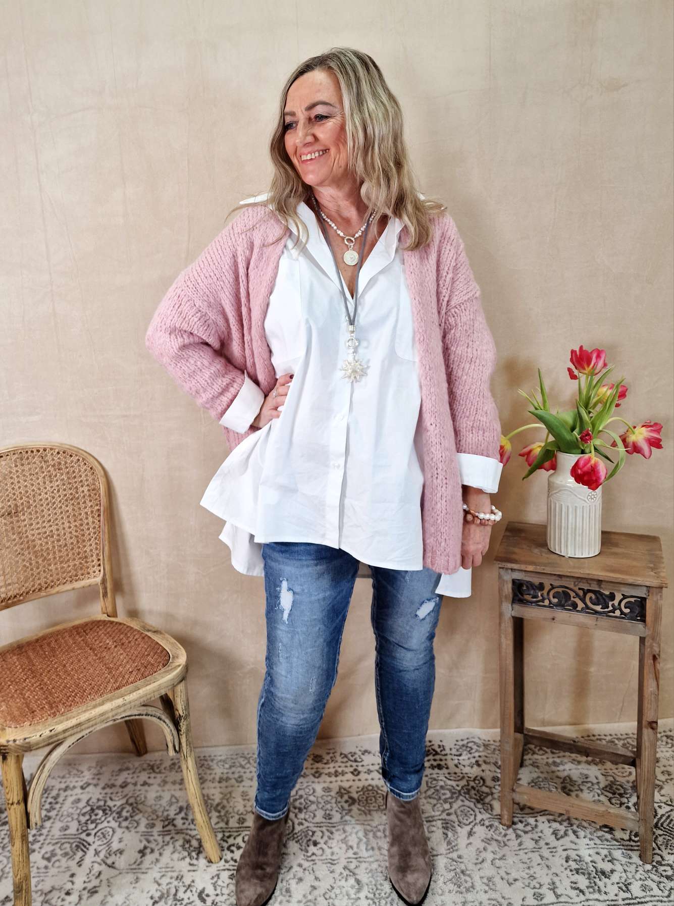 KNIT CARDIGAN JANA ROSA 34-42 Made in Italy kurze Strickjacke KNIT CARDIGAN JANA ROSA 34-42 Made in Italy kurze Strickjacke
