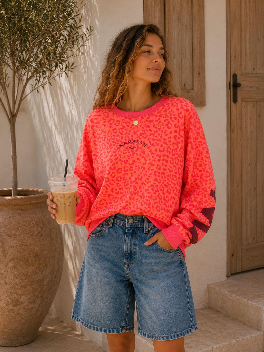 Sweatshirt „Namaste 24/7 LEO" – Made in Italy | One Size bis ca. Gr. 42