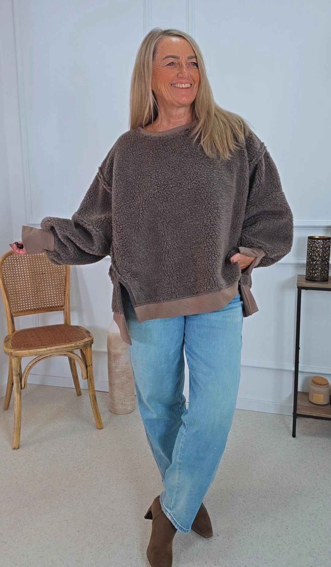 TEDDY PULLOVER ANITA COZY 36 -44 Made in Italy Kuschelpullover