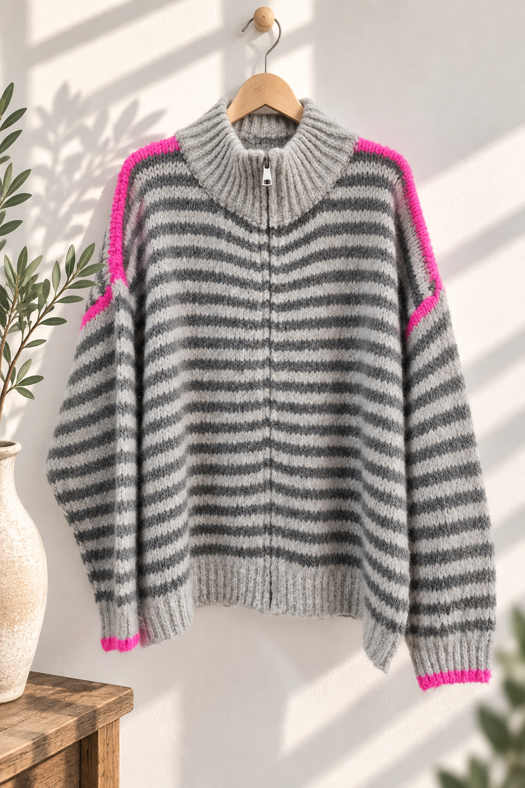 Cardigan mit Reißverschluss – SJ0084 | Made in Italy 34-44 Strickjacke
