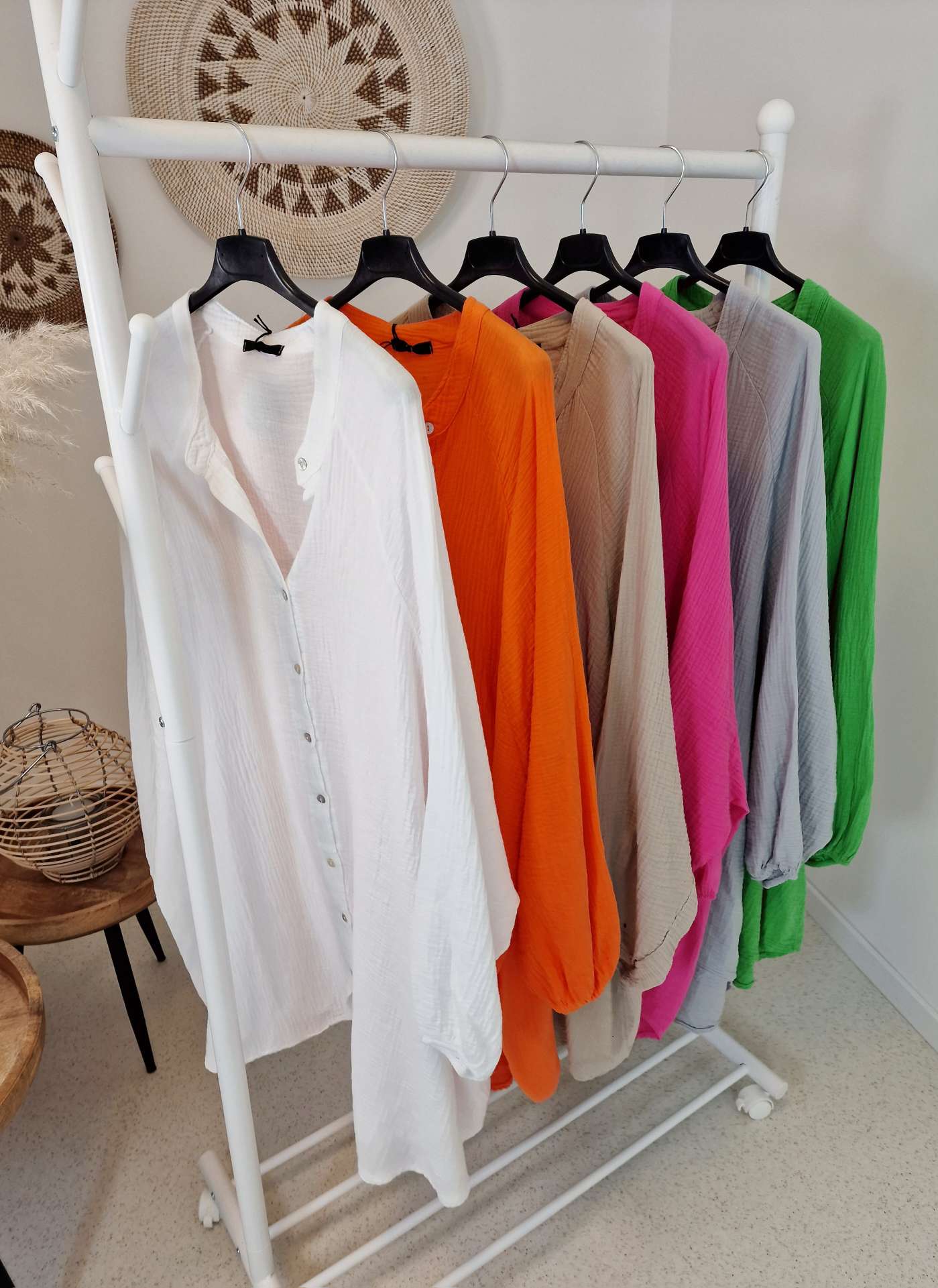 MUSSELIN OVERSIZE BLUSE BE CREATIVE ORANGE 34-42/44 Made in Italy Longbluse Kleid Tunika Shirt Blusenjacke MUSSELIN OVERSIZE BLUSE BE CREATIVE ORANGE 34-42/44 Made in Italy Longbluse Kleid Tunika Shirt Blusenjacke