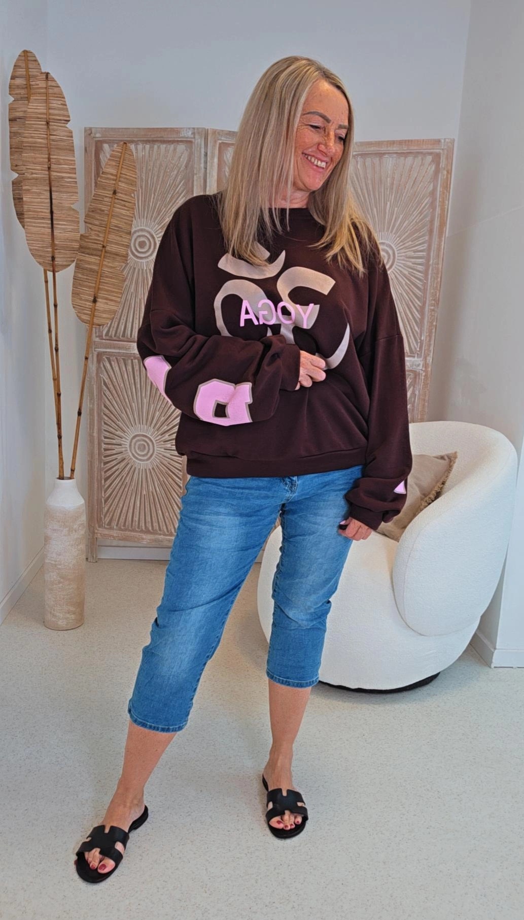 OVERSIZE SWEATER YOGA UND BALANCE Made in Italy 34-42 Sweater Sweatshirt