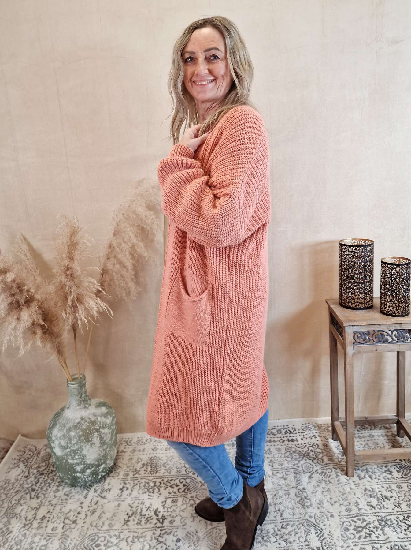 KNIT CARDIGAN EVELYN LACHS 34-42 Made in Italy Strickjacke Strickmantel Mantel KNIT CARDIGAN EVELYN LACHS 34-42 Made in Italy Strickjacke Strickmantel Mantel