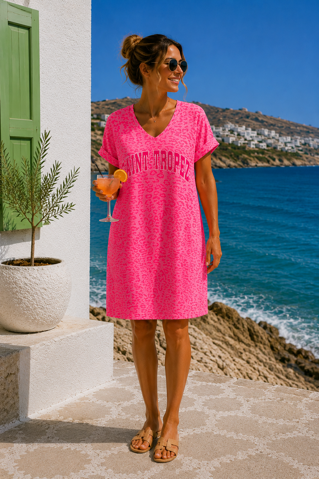 Leo-T-Shirt-Kleid Safiya Saint Tropez Made in Italy 34-42/44