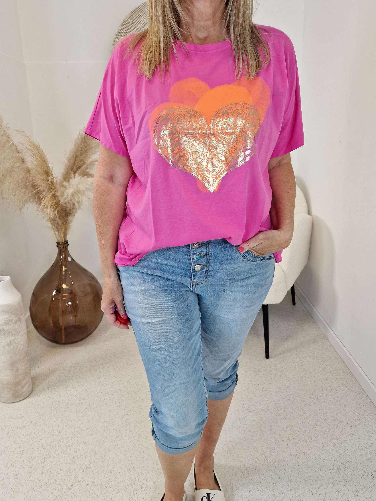 BASIC SHIRT MANDALA  PINK  ORANGE Trend Made in Italy  36 - 42  