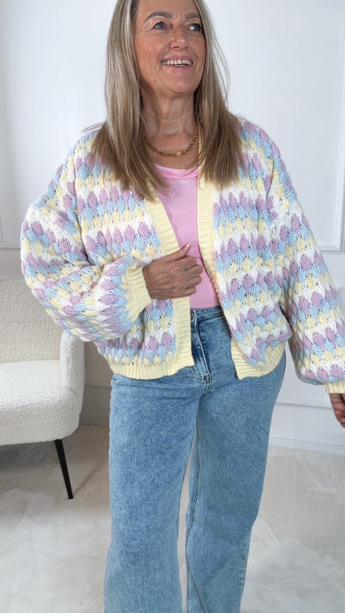 DREAMY PUFF CARDIGAN AURORA Italy Style Rainbow Colours 34-42