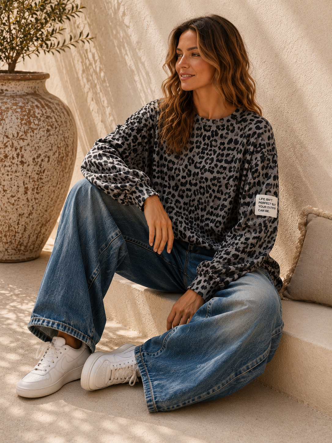 Sweater Leo Patch Juna Made in Italy 34-42 Sweatshirt